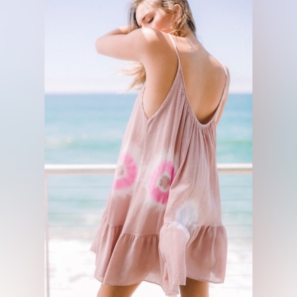 9seed St Tropez Solstice Tie Dye Dress Tiered Beachwear Cotton Gauze Boho Sun OS - Picture 6 of 16